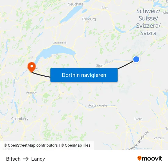 Bitsch to Lancy map