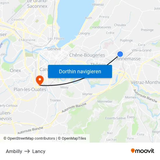 Ambilly to Lancy map