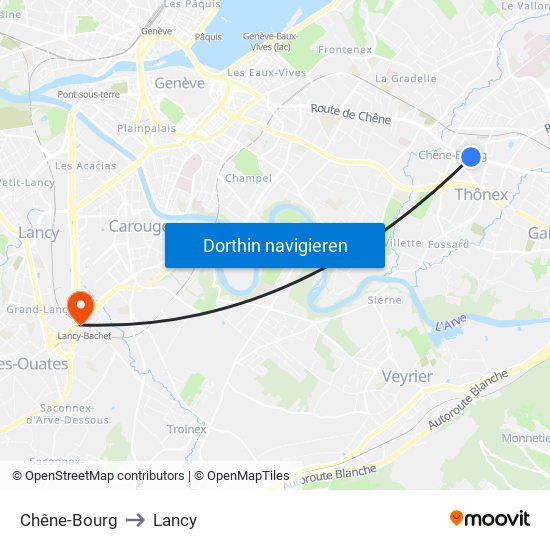 Chêne-Bourg to Lancy map