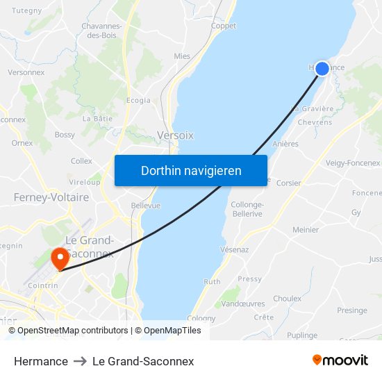 Hermance to Le Grand-Saconnex map