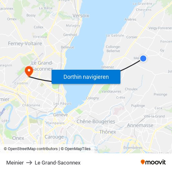 Meinier to Le Grand-Saconnex map