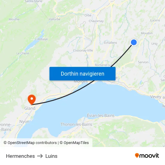 Hermenches to Luins map