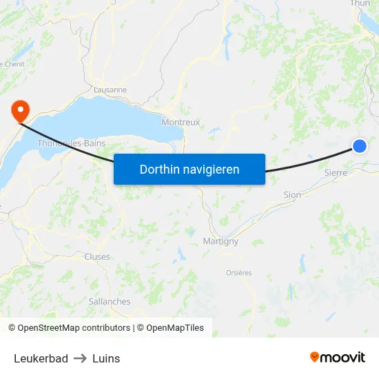 Leukerbad to Luins map