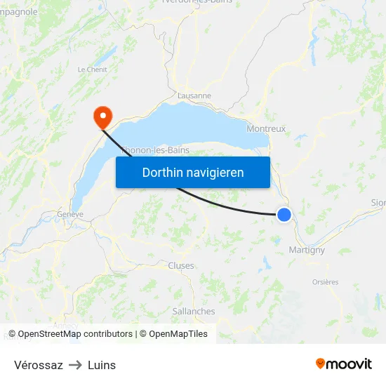 Vérossaz to Luins map