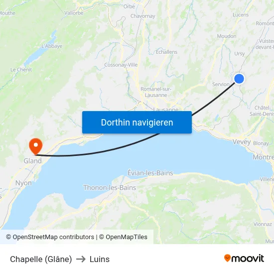 Chapelle (Glâne) to Luins map