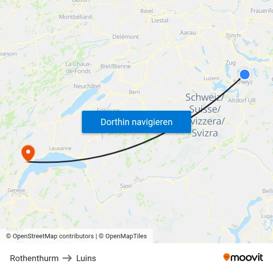 Rothenthurm to Luins map