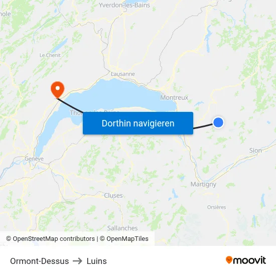 Ormont-Dessus to Luins map