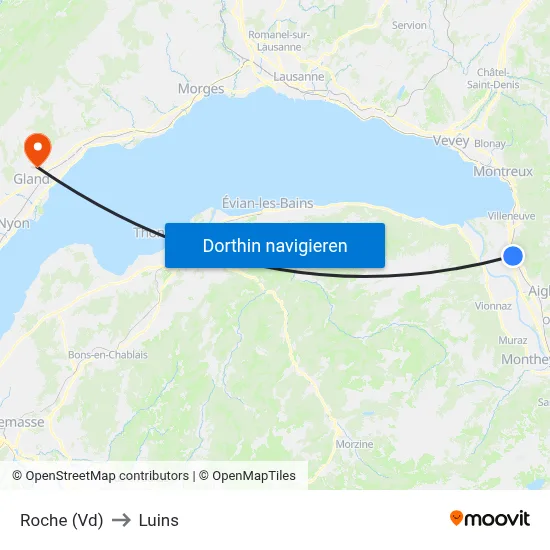 Roche (Vd) to Luins map