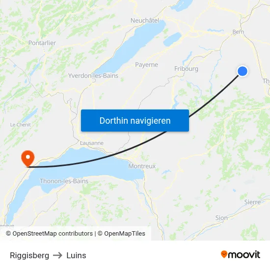 Riggisberg to Luins map