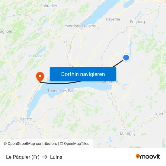 Le Pâquier (Fr) to Luins map