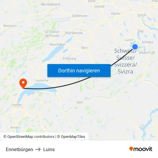 Ennetbürgen to Luins map