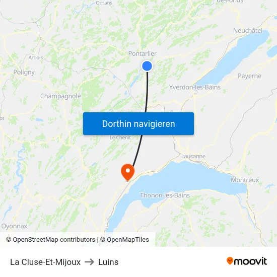 La Cluse-Et-Mijoux to Luins map