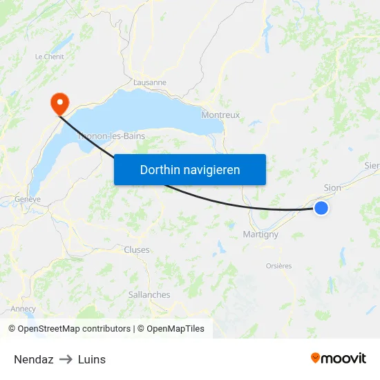 Nendaz to Luins map