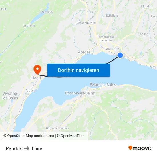 Paudex to Luins map