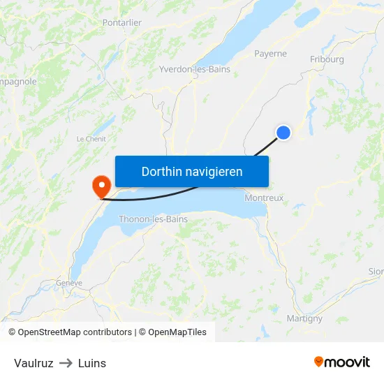 Vaulruz to Luins map