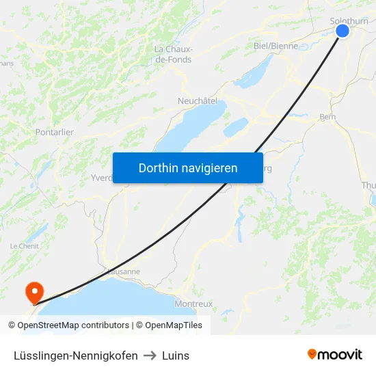 Lüsslingen-Nennigkofen to Luins map