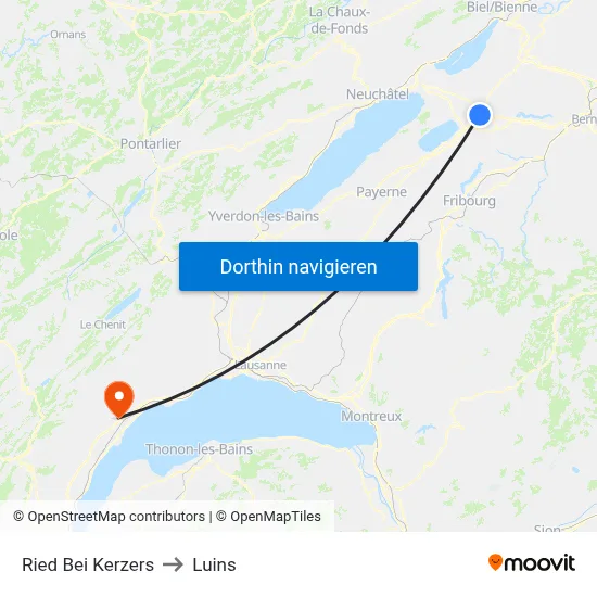 Ried Bei Kerzers to Luins map