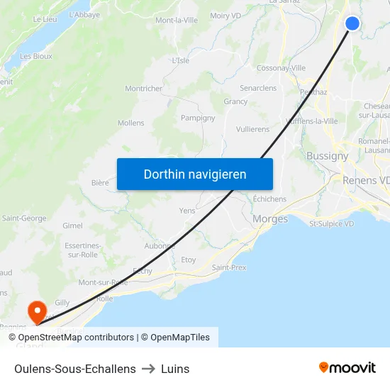 Oulens-Sous-Echallens to Luins map