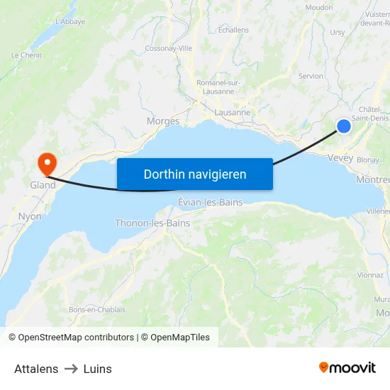 Attalens to Luins map