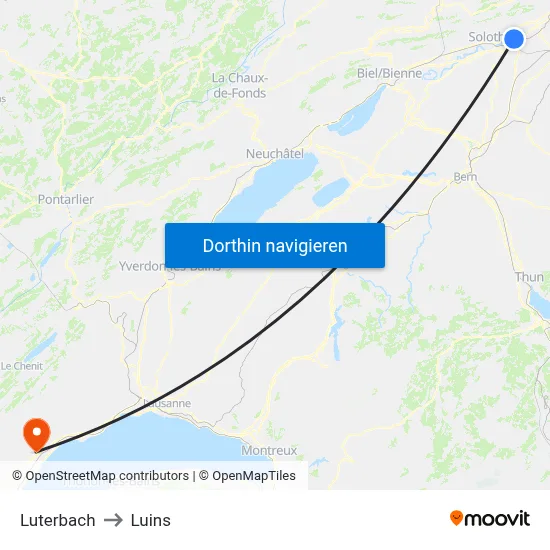 Luterbach to Luins map