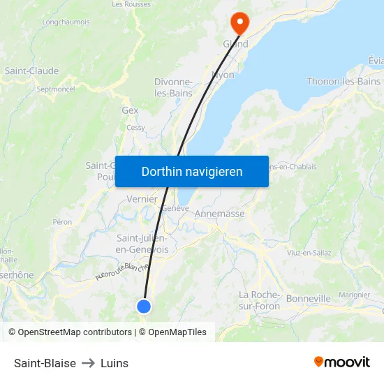 Saint-Blaise to Luins map