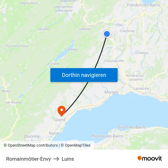 Romainmôtier-Envy to Luins map