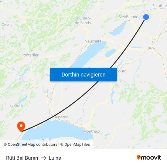 Rüti Bei Büren to Luins map