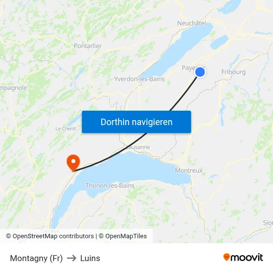Montagny (Fr) to Luins map