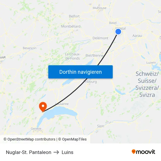 Nuglar-St. Pantaleon to Luins map