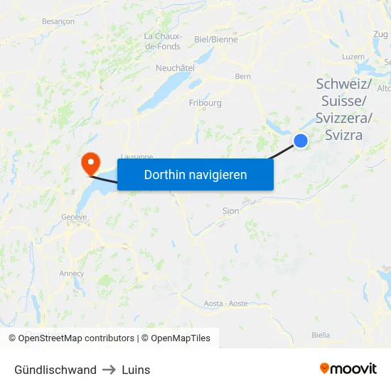 Gündlischwand to Luins map