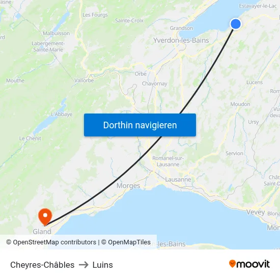 Cheyres-Châbles to Luins map