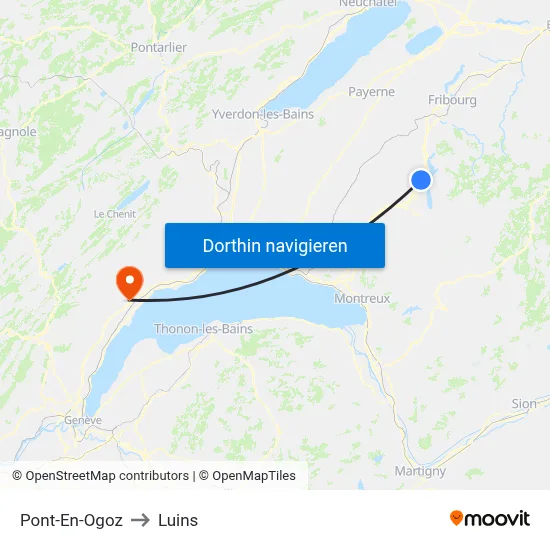 Pont-En-Ogoz to Luins map