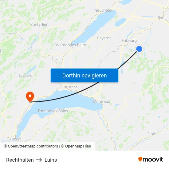Rechthalten to Luins map