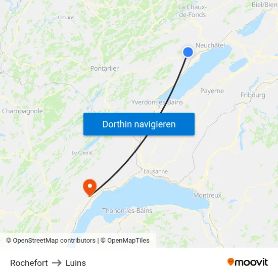 Rochefort to Luins map