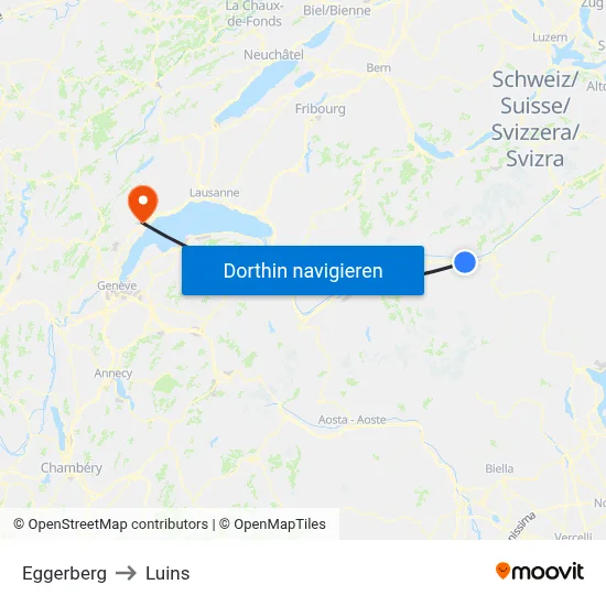 Eggerberg to Luins map