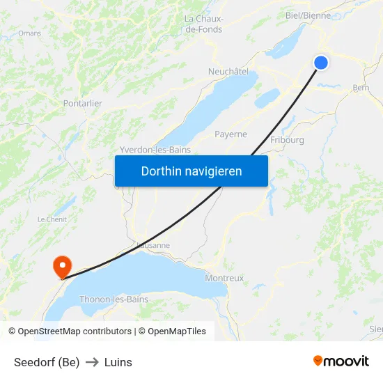Seedorf (Be) to Luins map