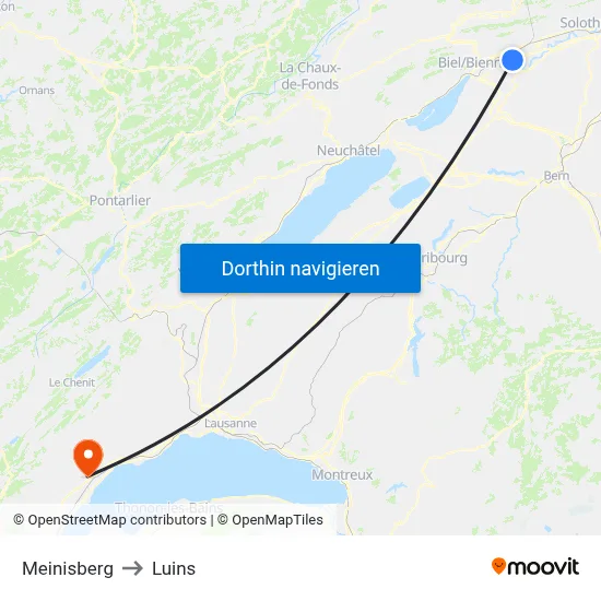 Meinisberg to Luins map