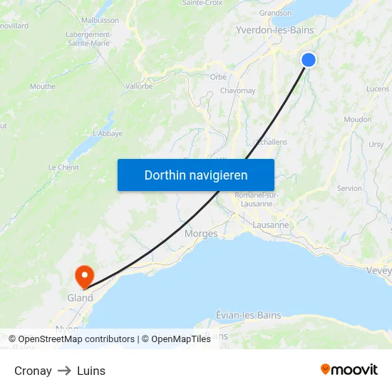 Cronay to Luins map