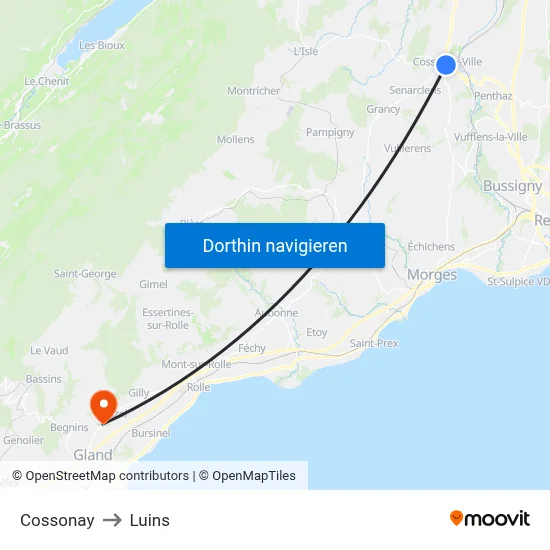 Cossonay to Luins map