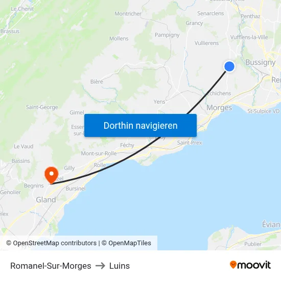 Romanel-Sur-Morges to Luins map
