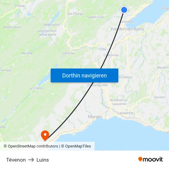 Tévenon to Luins map