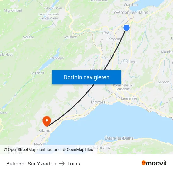 Belmont-Sur-Yverdon to Luins map
