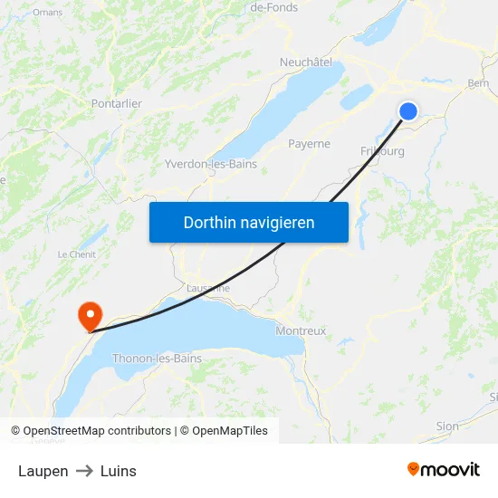 Laupen to Luins map