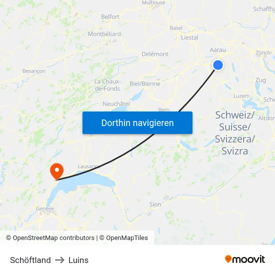 Schöftland to Luins map