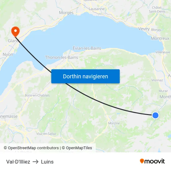 Val-D'Illiez to Luins map