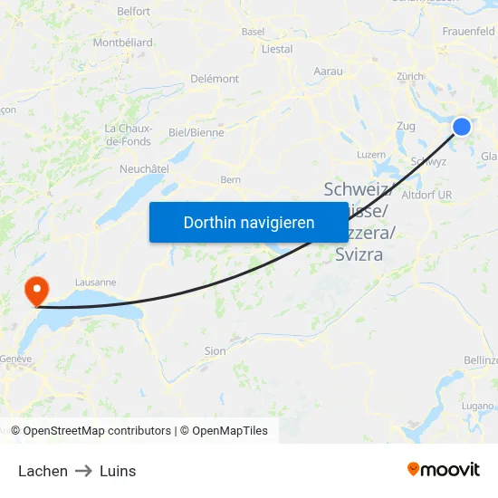Lachen to Luins map