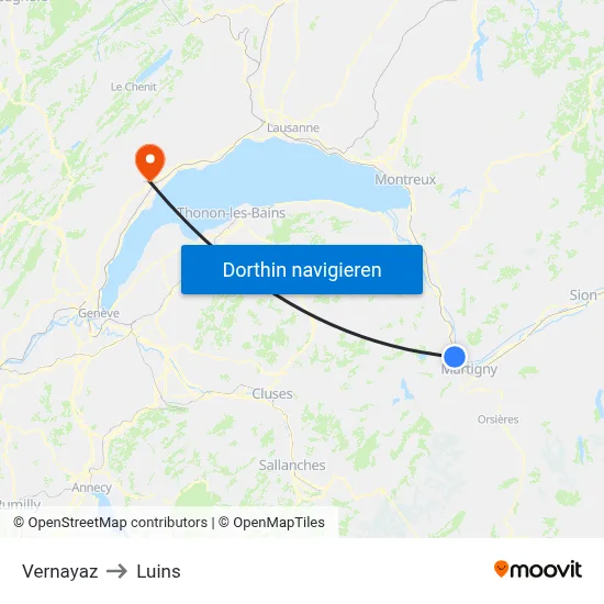 Vernayaz to Luins map