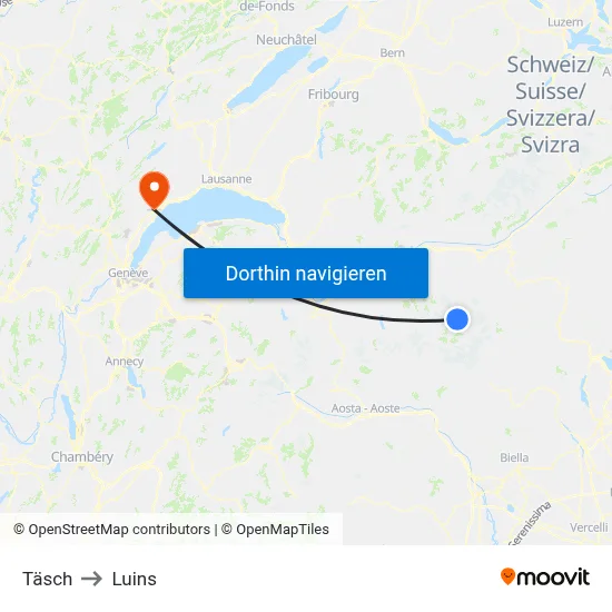 Täsch to Luins map