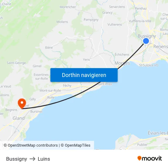 Bussigny to Luins map