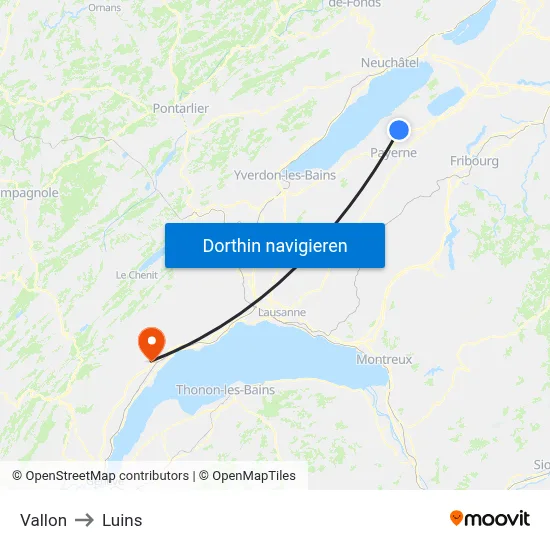 Vallon to Luins map